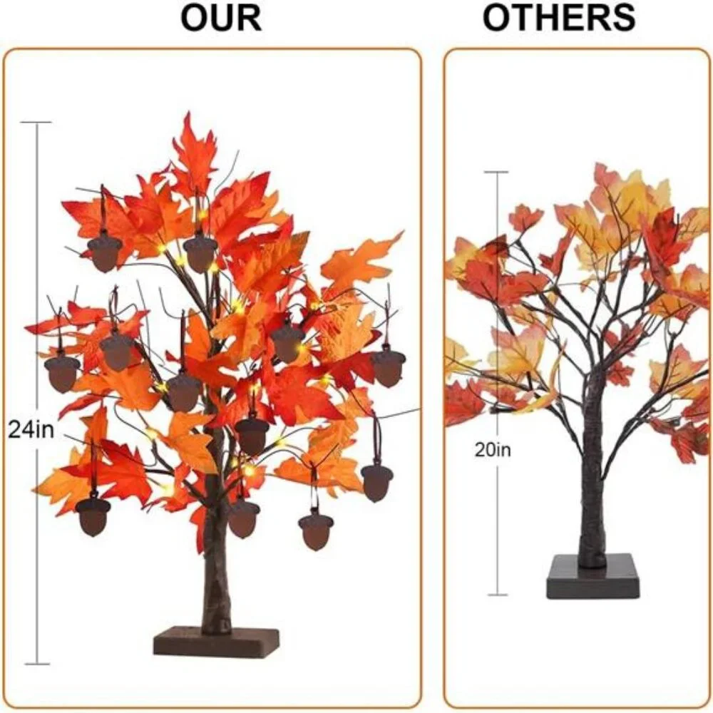 Fall Decorations for Home, Thanksgiving Decorations, 24”/2FT Lighted